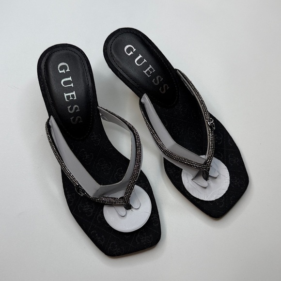 GUESS Mayan Rhinestone Thong Kitten Heel Sandals- Size 5 - Picture 7 of 10